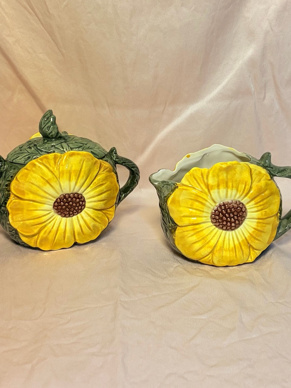 🌻Vintage Omnibus Japan Sunflower Creamer & Sugar Bowl Set Hand Painted